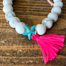 Load image into Gallery viewer, Howlite and Turquoise Starfish Bracelet with Tassel