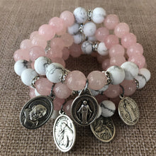 Load image into Gallery viewer, Pink Quartz and White Howlite Saintz Bracelets