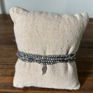 Dainty Faceted Hematite Beaded Bracelet – Multiple Finishes