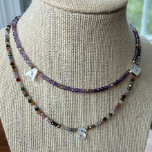 Load image into Gallery viewer, Gemstone and Pearl Letter Necklace