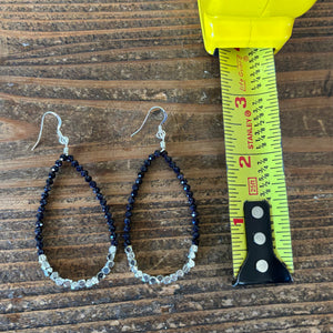 Large Blue Goldstone Silver Earrings