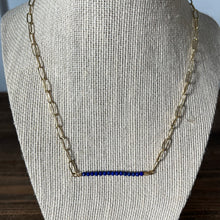 Load image into Gallery viewer, Lapis Gemstone Bar Necklace