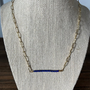Lapis Gemstone Bar Necklace