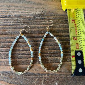 Large Amazonite Gold Earrings