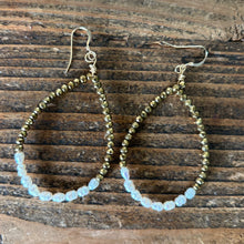 Load image into Gallery viewer, Large Gold Hematite and Pearl Earrings