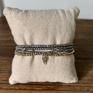 Dainty Faceted Hematite Beaded Bracelet – Multiple Finishes