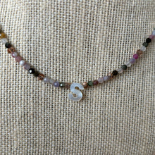 Load image into Gallery viewer, Gemstone and Pearl Letter Necklace