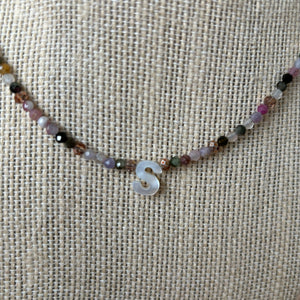 Gemstone and Pearl Letter Necklace