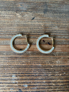 White Agate Gold-Plated Hoop Earrings