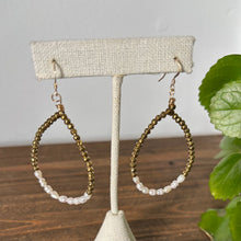 Load image into Gallery viewer, Large Gold Hematite and Pearl Earrings