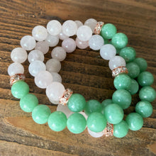 Load image into Gallery viewer, Pink Quartz and Green Jade Bracelet