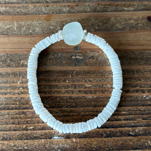 Smaller Sea Glass, Shell, and Karen Hill Tribe Bracelets