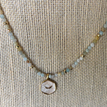 Load image into Gallery viewer, Gold Angel Wing Necklace with Hematite and Amazonite