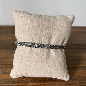 Dainty Faceted Hematite Beaded Bracelet – Multiple Finishes