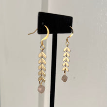 Load image into Gallery viewer, Tourmaline and Gold Leaf Earrings