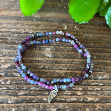 Load image into Gallery viewer, Double Wrap Bracelet with Multicolor Sapphires, Hematite &amp; Angel Wing