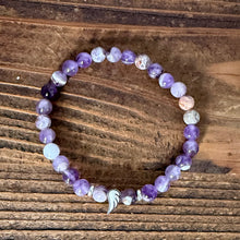 Load image into Gallery viewer, Flower Amethyst Bracelet with Silver Angel Wing
