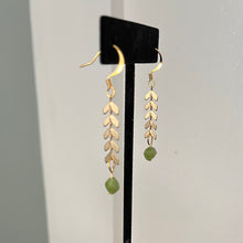 Load image into Gallery viewer, Tourmaline and Gold Leaf Earrings