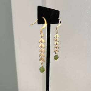 Tourmaline and Gold Leaf Earrings
