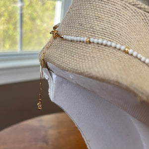 Gold Angel Wing Necklace with White Agate & Hematite