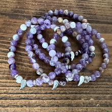 Load image into Gallery viewer, Flower Amethyst Bracelet with Silver Angel Wing
