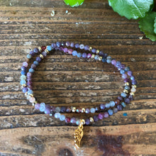 Load image into Gallery viewer, Double Wrap Bracelet with Multicolor Sapphires, Hematite &amp; Angel Wing