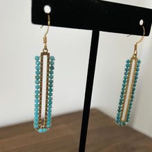 Load image into Gallery viewer, Turquoise and Gold Rectangle Earrings