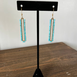 Turquoise and Gold Rectangle Earrings