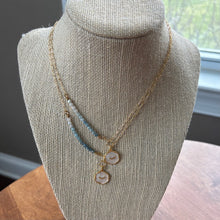 Load image into Gallery viewer, Angel Wing and Ombré Aquamarine Gold Necklace