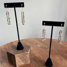 Load image into Gallery viewer, Tourmaline and Gold Rectangle Earrings