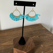 Load image into Gallery viewer, Turquoise Fringe Gold Teardrop Earrings