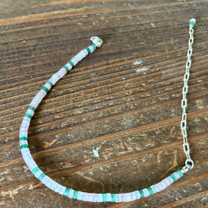 Pink Quartz and Green Aventurine Anklet