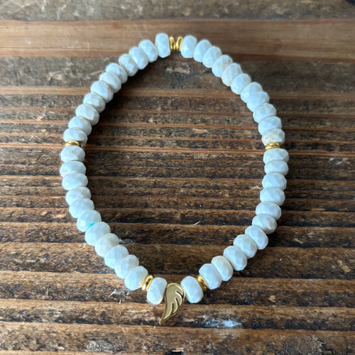 White Faceted Turquoise Angel Wing Bracelet