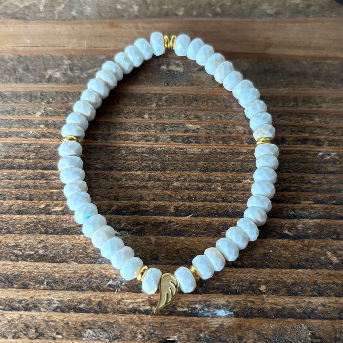 White Faceted Turquoise Angel Wing Bracelet