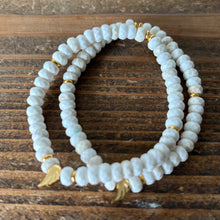 Load image into Gallery viewer, White Faceted Turquoise Angel Wing Bracelet