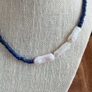 Lapis and Pearl Necklace