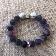 Load image into Gallery viewer, Amethyst Bracelet with Howlite Accents
