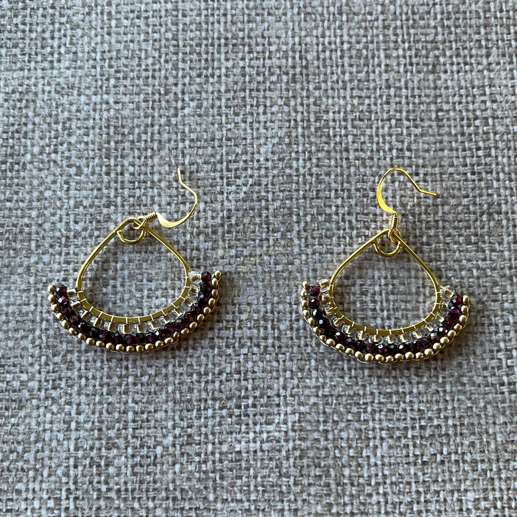 Garnet Gold Teardrop Earrings