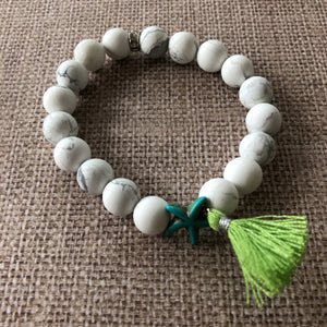 Howlite and Turquoise Starfish Bracelet with Tassel