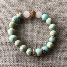 Load image into Gallery viewer, Peace and Love Jasper and Pink Quartz Bracelet