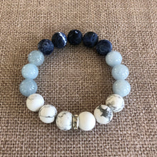 Load image into Gallery viewer, Aquamarine, Howlite &amp; Sodalite Ombre Bracelet