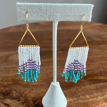 Load image into Gallery viewer, Turquoise and Seed Bead Fringe Earrings