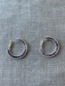 Sapphire Gemstone Hoop Earrings