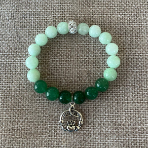 Jade and Aventurine Bracelets with Irish Charms