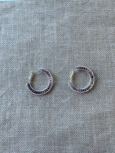 Sapphire Gemstone Hoop Earrings